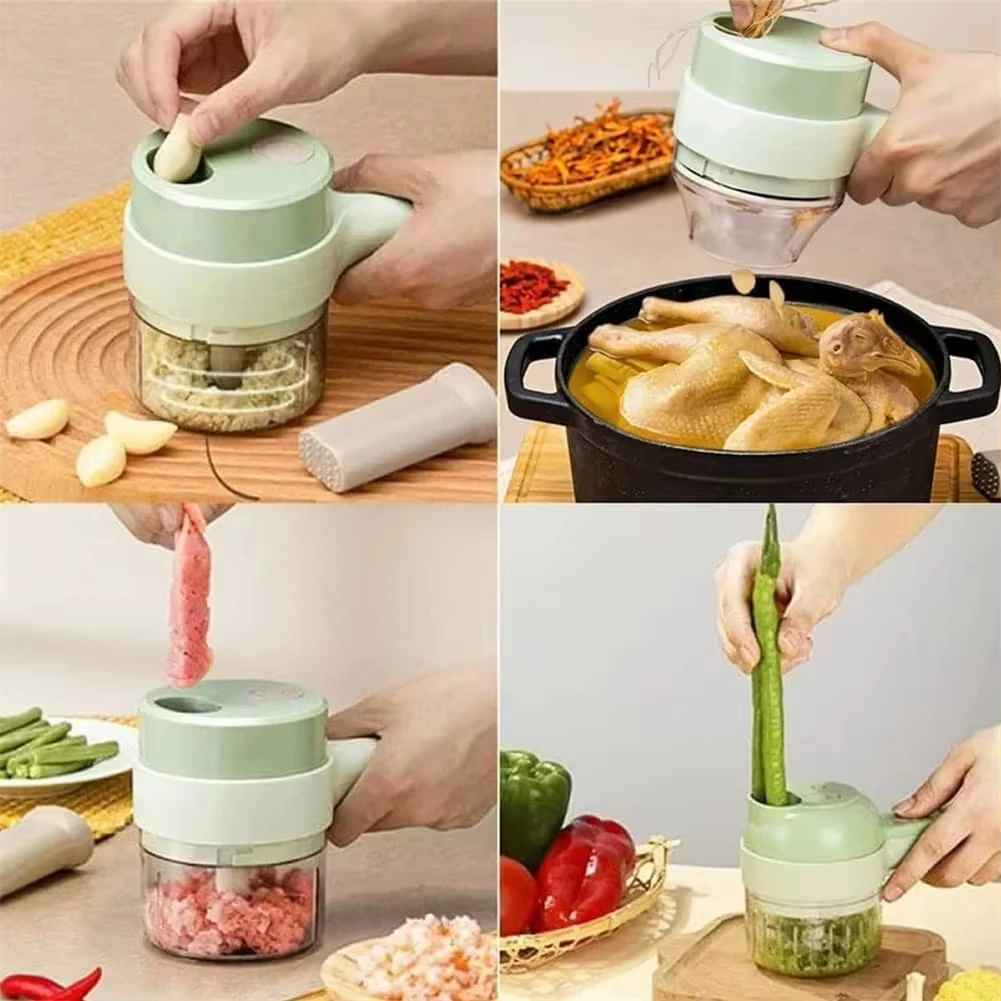 Electric Vegetable Cutter Set - 4 in 1 Portable, Rechargeable, Wireless Food Processor & Chopper Machine for Celery & Meat Onion