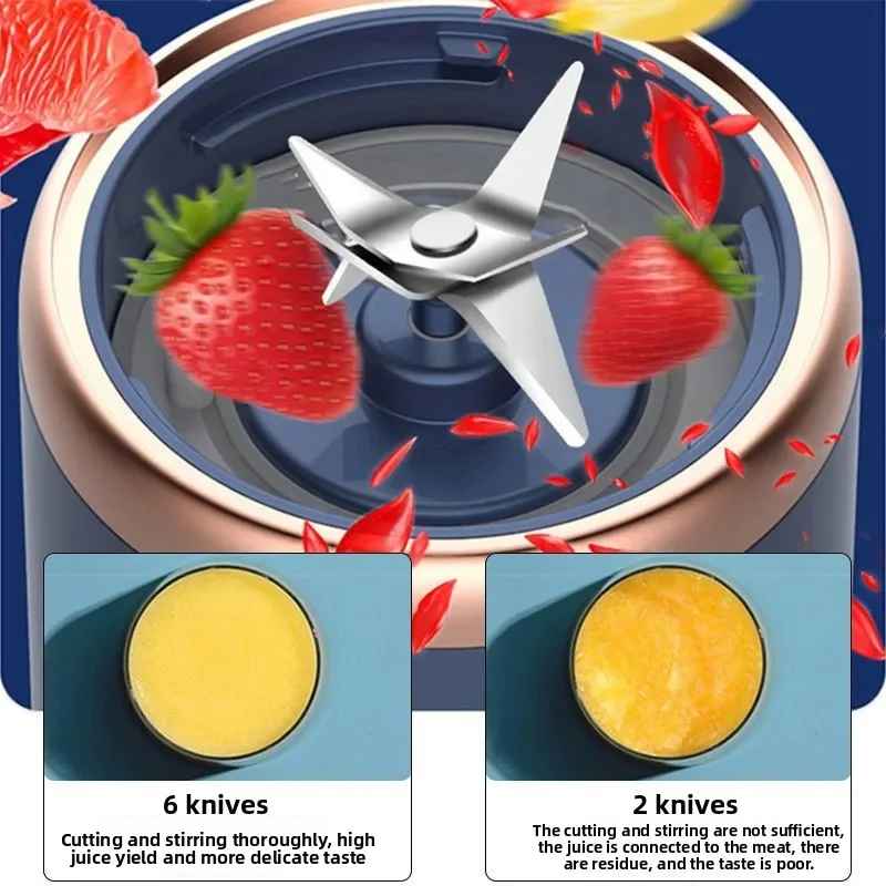 Portable Fruit Juice Blenders Summer Personal Electric Mini Bottle Home USB 6 Blades Juicer Cup Machine For Kitchen