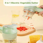 Electric Vegetable Cutter Set - 4 in 1 Portable, Rechargeable, Wireless Food Processor & Chopper Machine for Celery & Meat Onion